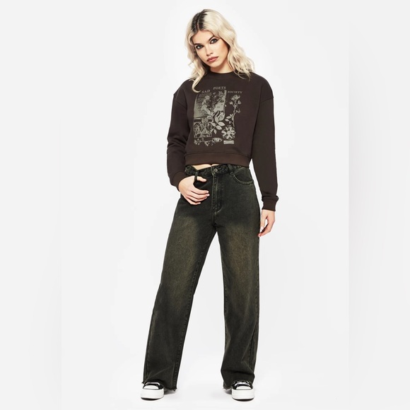 Disturbia Tops - NWT Disturbia Sad Poets Graphic Print Crop Sweatshirt US 8 / UK 12